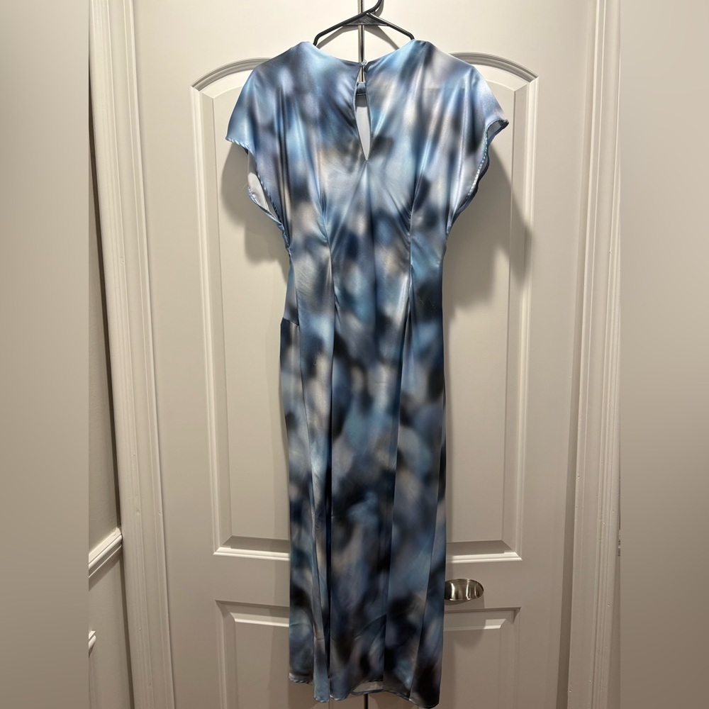ZARA - Sky Blue Silk Patterned Maxi Dress - Picture 3 of 5